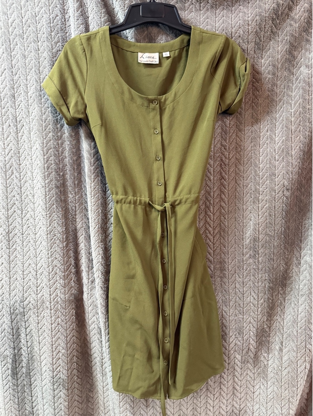 Linea by Louis Dell'Olio Olive Green Button-Front Dress XS